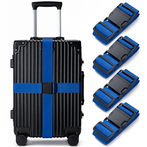 Luggage Straps for Suitcases 4 Pack, TSA Approved Travel Essentials, Luggage Strap for Travel Suitcase & Bag Closure and f...