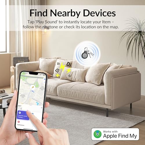 Tracker Tag (4 Pack) - Apple MFi Certified & IP67 Waterproof | Works with Apple Find My Network (iOS) to Track Keys, Walle...