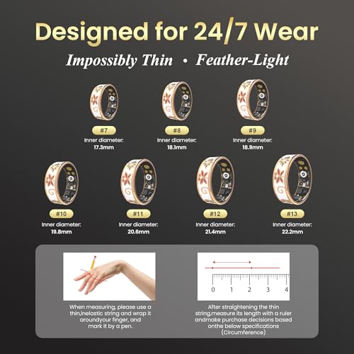 lumthou Enamel Craft Smart Ring for Women & Men - No Subscription Fee Fitness Tracker with Sleep Tracking, Heart Rate, SpO...