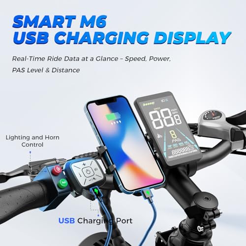Aipas M1 Pro Electric Bike, 1800W Peak Motor Electric Bike for Adults, 48V 17.5Ah, 26'' x 4.0'' Fat Tire Electric Mountain...