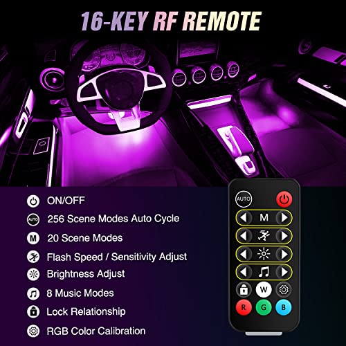 Nilight 72 LED USB Interior Strip Lights Dream Color RGB-IC 12V DC with App RF Remote Control Multicolor Footwell Under Da...