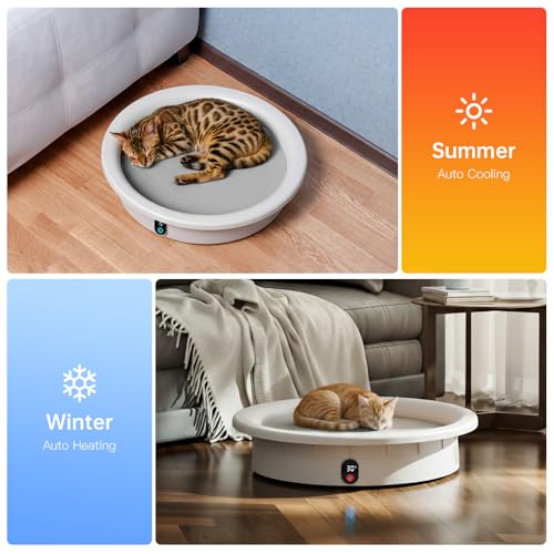 PRTSUiKG Smart Cat Bed with Automatic Heating and Cooling, Indoor Pet Bed with Built-in Weight Scale, Cat House with Repla...