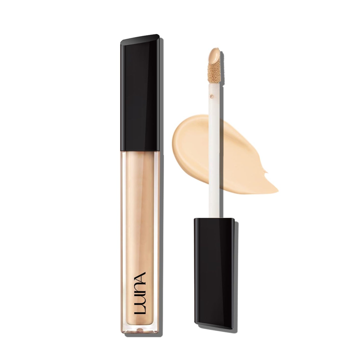 LUNA Long-Lasting Tip Concealer Cover-Fit (#02 Beige) Full Coverage, for Under Eye Dark Circles, Fine Lines, Redness & Discolora