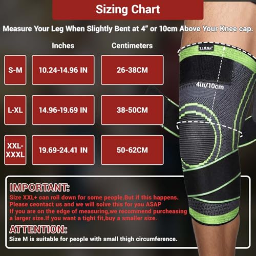 ZJMQJ Knee Brace with Straps for Women/Men, Knee Compression Sleeve for Knee Pain, Arthritis, ACL, PCL, Meniscus Tear, Joi...