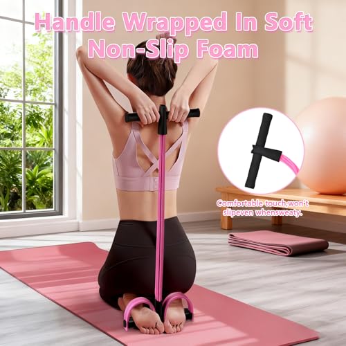 Pedal Resistance Band with Handle, Natural Rubber Foot Resistance Bands with Handles, New 6-Tube Manual Resistance Trainin...