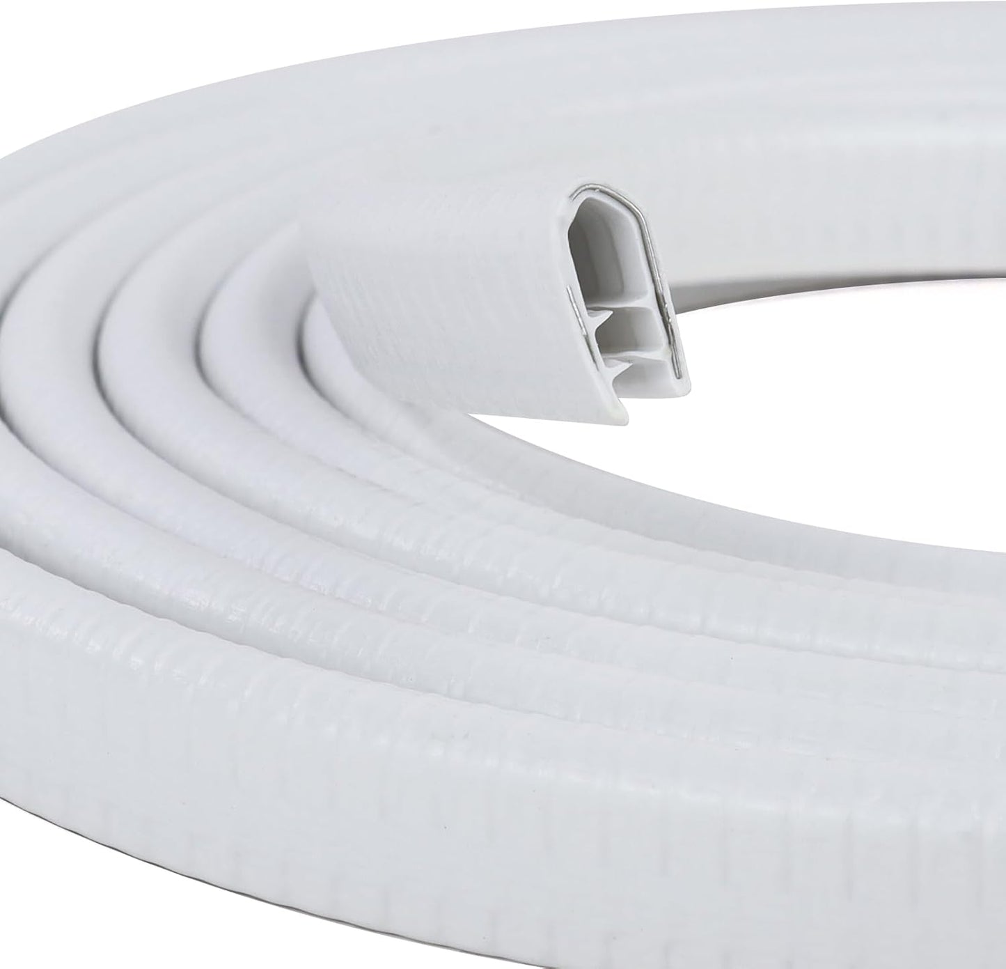Rubber Edge Trim, U Channel Edge Trim with Metal Clips Edge Guard Protector, PVC Rubber Seal Strip for Sheet Metal, Car Doors, Hatches, Table Corners, Fit 3/64" to 1/4"(1.2mm-6.4mm), 48Ft, White