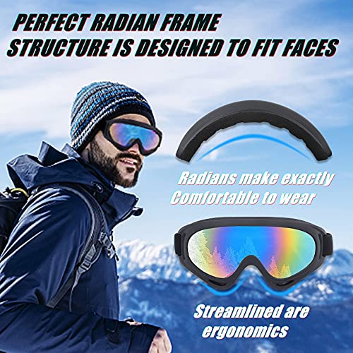 ORANZI 5 Pack Ski Goggles, Snowboard Snow Goggles for Men Women Kids Adult Youth, UV Protection Anti-fog Motorcycle Goggles