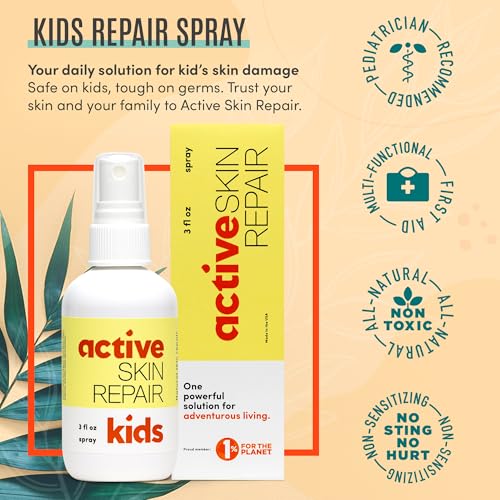 Active Skin Repair Kids First Aid Spray - Non-Toxic & Natural Kids Antiseptic Formula for Minor Cuts, Wounds, Scrapes, Ras...