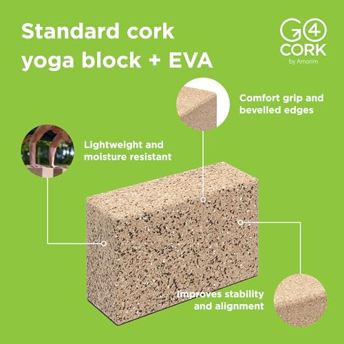 Go4Cork Cork Yoga Block for Yoga, Pilates & Meditation | Non-Slip, Hypoallergenic, Sustainable, Non-Toxic Yoga Block