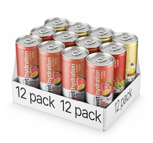 Wet Hydration Protein Water Variety Pack | Functional Electrolyte Drink with Clear Whey Protein & BCAAs - Passion Guava, P...