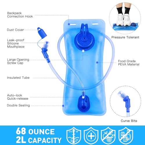 Rave Hydration Pack, Hydration Backpack with 2L Hydration Bladder, Festival Essential Water Backpack for Hiking, Running, ...