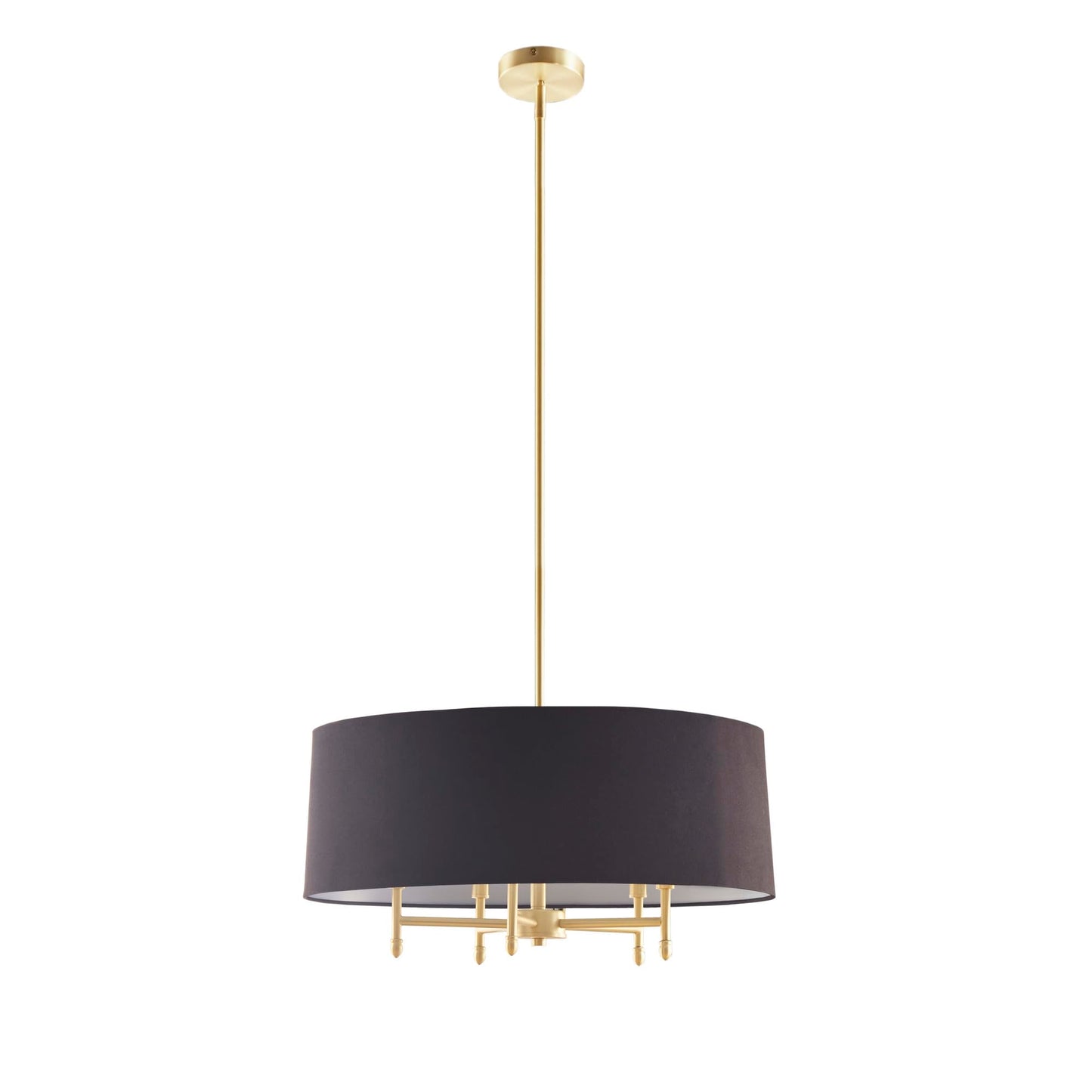 Hampton Hill 5-Light Presidio Chandelier, 24in Dia, Gold/Black, Adjustable Height, Sloped Ceiling Compatible, Model FB150-1153
