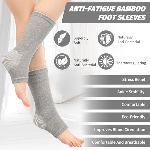 Xorim Ankle Compression Sleeve, Foot Compression Sleeve, Soft and Breathable Bamboo Foot Sleeves, Foot Pain Relief Socks f...