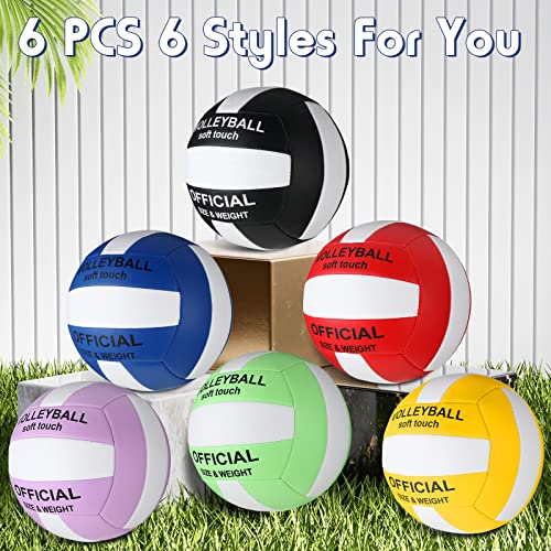 Junkin 6 Pack Volleyballs Official Size 5 Waterproof Soft Volleyball with Pump and Net Bag Outdoor Indoor Beach Gym Traini...