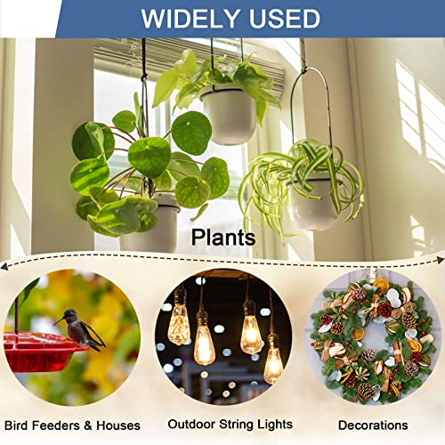 ADIIL 20 PCS Q Hanger Hooks with Safety Buckle, Windproof Screw Hooks for Hanging Outdoor String Lights, Plants, Christmas...
