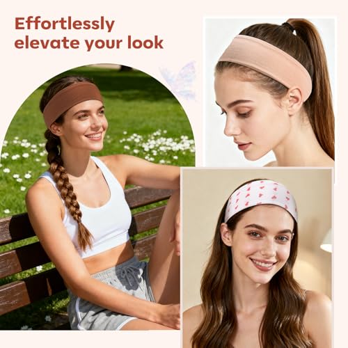 Lajou Fashion Women's Headbands for Short Hair Non Slip Elastic Floral Hairbands, Soft Fabric Workout Stripe Head Bands He...