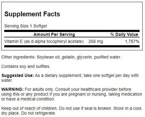 Swanson Natural Vitamin E 400 IU - Dietary Supplement for Daily Antioxidant Support - Can Support Immune System - Essential Nutrient and Vitamin Supplement (268 mg, 100 Softgels)