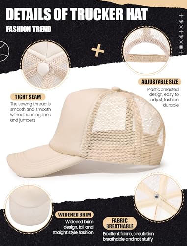 10 Pcs Sublimation Blank Trucker Hats Bulk Mesh Baseball Cap Polyester Mesh Trucker Hat for Men and Women