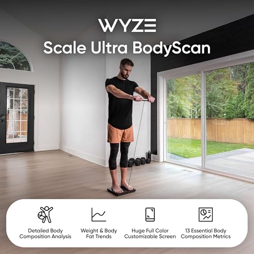 Wyze Scale Ultra BodyScan Smart Scale with Handle – Wi-Fi & Bluetooth Body Composition Scale for Weight, BMI, Body Fat, Mu...