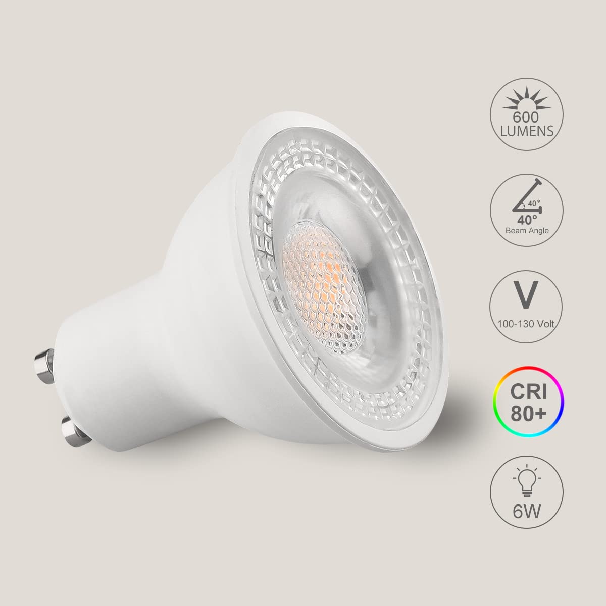 Ftl 10-Pack Gu10 Led Bulb 5000K Daylight White Dimmable Track Light Bulbs 6W 600Lm 50W Halogen Replacement Bulbs For Spot Lighting  Ceiling Recessed Lighting