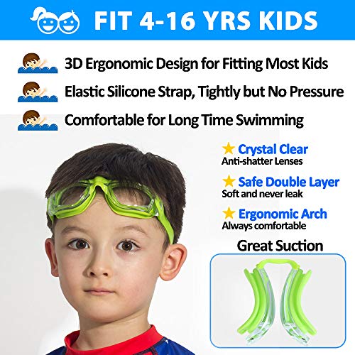 EverSport Kids Swim Goggles, Pack of 2 Swimming Goggles for Children Teens, Anti-Fog Anti-UV Youth Swim Glasses for Age4-16