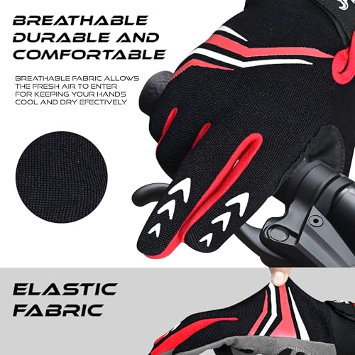 BEAST RAGE Full Finger Cycling Gloves with Padding for Men Women, Anti-Slip, Shock Absorbing, Breathable, Touchscreen Moun...