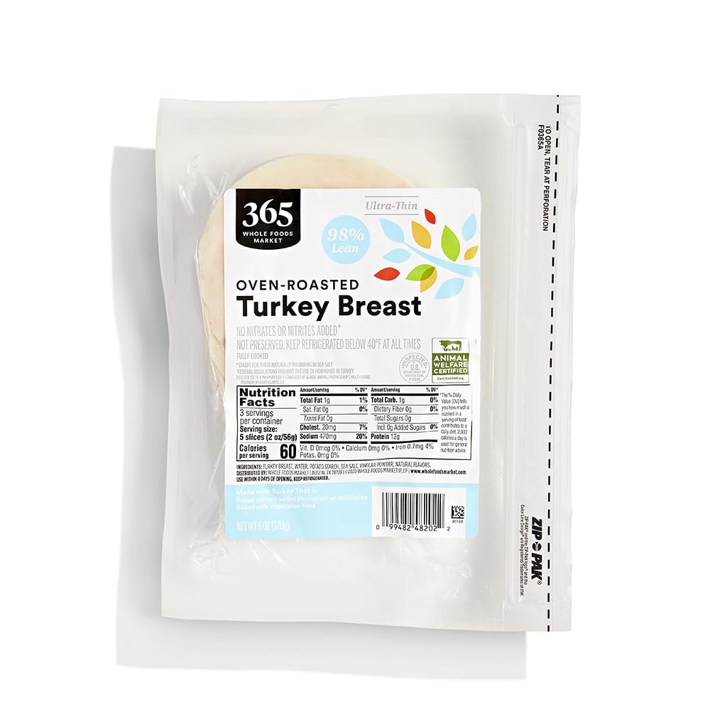 365 Everyday Value Oven-Roasted Turkey Breast Ultra-Thin Deli Slices, 98% Lean, 6 oz