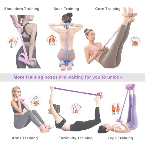 21 Fitness Resistance Bands-6 Tube Pedal Ankle Puller Pedal Resistance Band with Handle for Legs, Arms, Full Body Workout(...