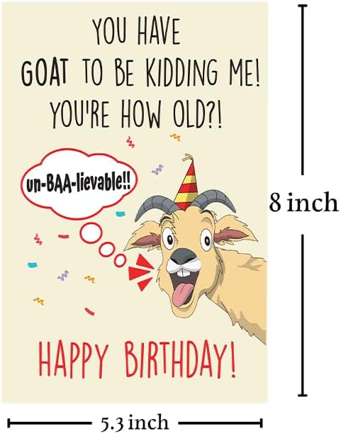 Cheerin Happy Birthday Card for Him or Her - Funny Goat Birthday Card - Hilarious Gag Gift for Men Women Girlfriend Boyfriend Husband Wife