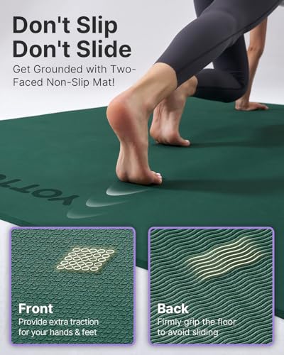 YOTTOY Large Yoga Mat (75 * 52 * 1/2inch),Extra Wide TPE Exercise Mat,Non-Slip Workout Mat for Pilates, Fitness, Barefoot,...