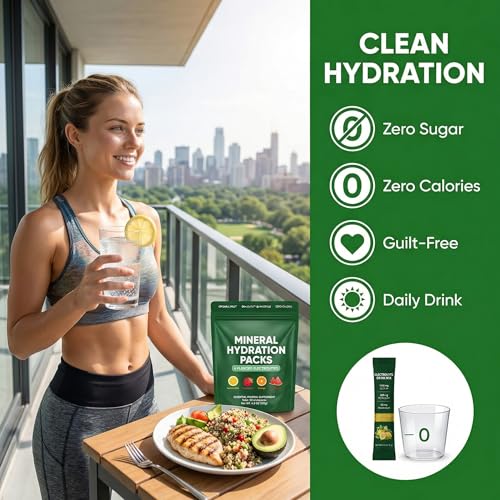Mineral Hydration Pack - Organic Fruit Electrolyte Powder with 80+ Essential Minerals, Zero Calorie & Sugar, Four Flavors ...