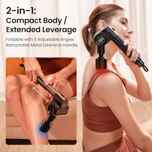NAPRE Massage Gun with Heat and Cold Head,Deep Tissue Percussion Back Massager for Muscle/Neck/Body Pain Relief with Long ...