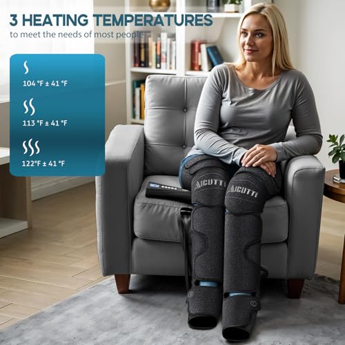 Air Compression Leg & Foot Massager with Heat – Relief for Circulation, Fatigue & Tension – Relaxing Gifts for Dad, Mom, M...