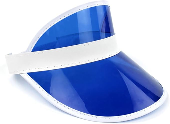 Retro Tennis Beach Plastic Sun Visors Hats, (Pack of 100), Blue, One Size