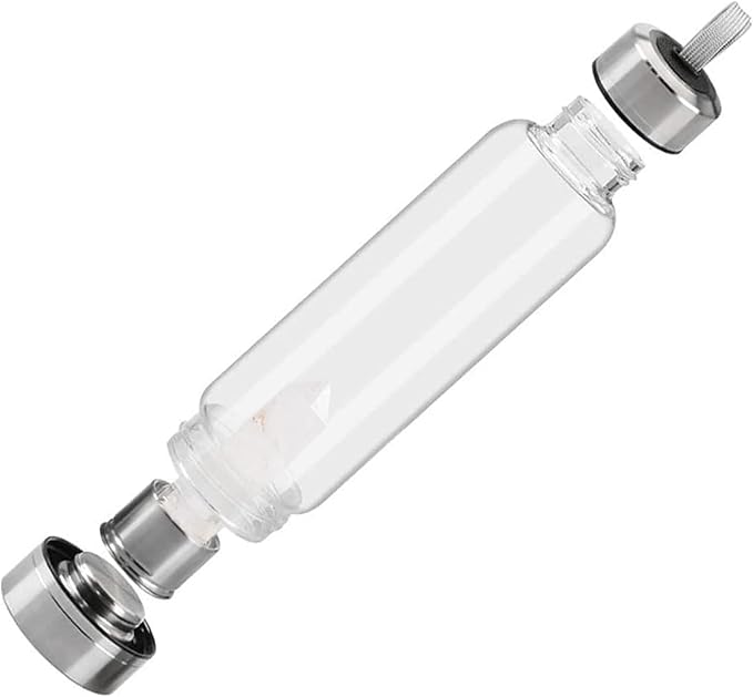 Crystal Water Bottle Glass Stainless Steel Natural Crystal Energy Cup, Healing Drink Water Cup Quartz Gemstone Water Bottle Gifts for Yoga Walking Women Men Birthday