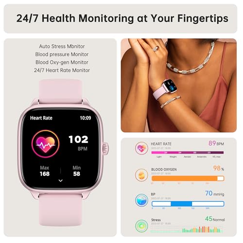 JYUAJOI Health Fitness Tracker (Answer/Make Calls), Smart Watch with 24/7 Heart Rate Monitor, Activity Tracker with Blood ...