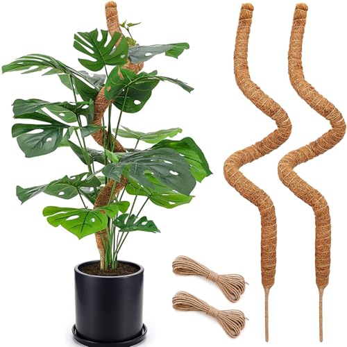 Soupiar 2 Pack 48'' Bendable Moss Pole for Monstera & Pothos - Tall Handmade Coco Coir Plant Support Stakes for Large Clim...