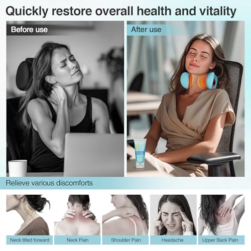 Vzvvzp Neck Massager 2025, Neck Stretcher Cervical Traction with Heat, 3 Modes, Portable Massage Neck Hump Corrector for P...