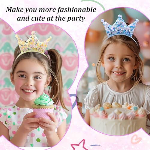 Grevosea 12 Pcs Princess Crown Headbands, Glitter Sequin Crown Headband Sequin Tiaras and Crowns Hair Accessories for Girl...