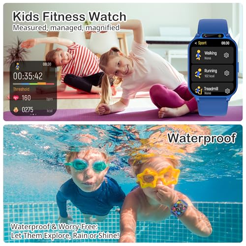 Kids Smart Watch with Fitness Tracker, Waterproof, Heart Rate/Sleep Monitor, Sport Mode, Camera, Video, Recorder, Music, D...