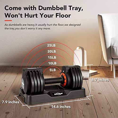 25/55 lbs Pair Adjustable Dumbbells Set, Adjustable Weights Dumbbells Set for Men and Women with Anti-Slip Fast Adjust Wei...