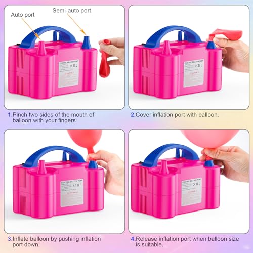 Motorenbau Electric Balloon Pump, Portable Electric Balloon Blower Machine Balloon Air Pump, Dual Nozzle 110V 600W Balloon...