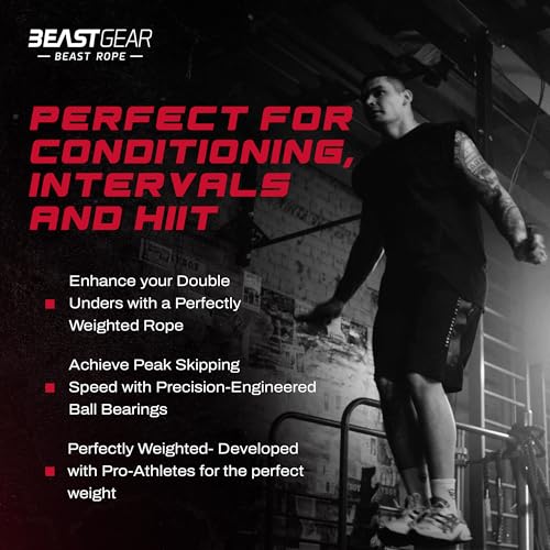 Beast Gear Jump Rope, Jump Ropes for Fitness, Premium Aluminium Skipping Rope for Men Women - Boxing, MMA, HIIT, Strength ...