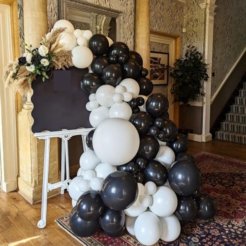 Black and White Balloons, 67pcs 12 Inch White Black Thickened Latex Balloons for Birthday, Anniversary, Wedding, Graduatio...