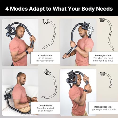 BackBadger Flex Massage Gun Holder for Hard to Reach Areas, Adjustable Ergonomic Handle, for Full-Body Muscle Pain Relief ...