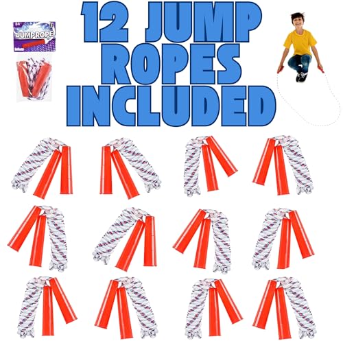 ArtCreativity 84 Inch Nylon Ropes for Kids - Pack of 12 - Durable Jump Ropes with Plastic Handles - Healthy Indoor and Out...