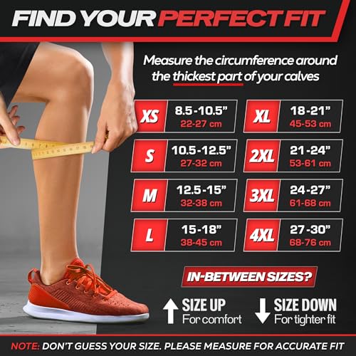 Rymora Calf Compression Sleeves Men Women - Leg Compression Sleeve Footless Socks - Shin Splint Relief Fitness Running