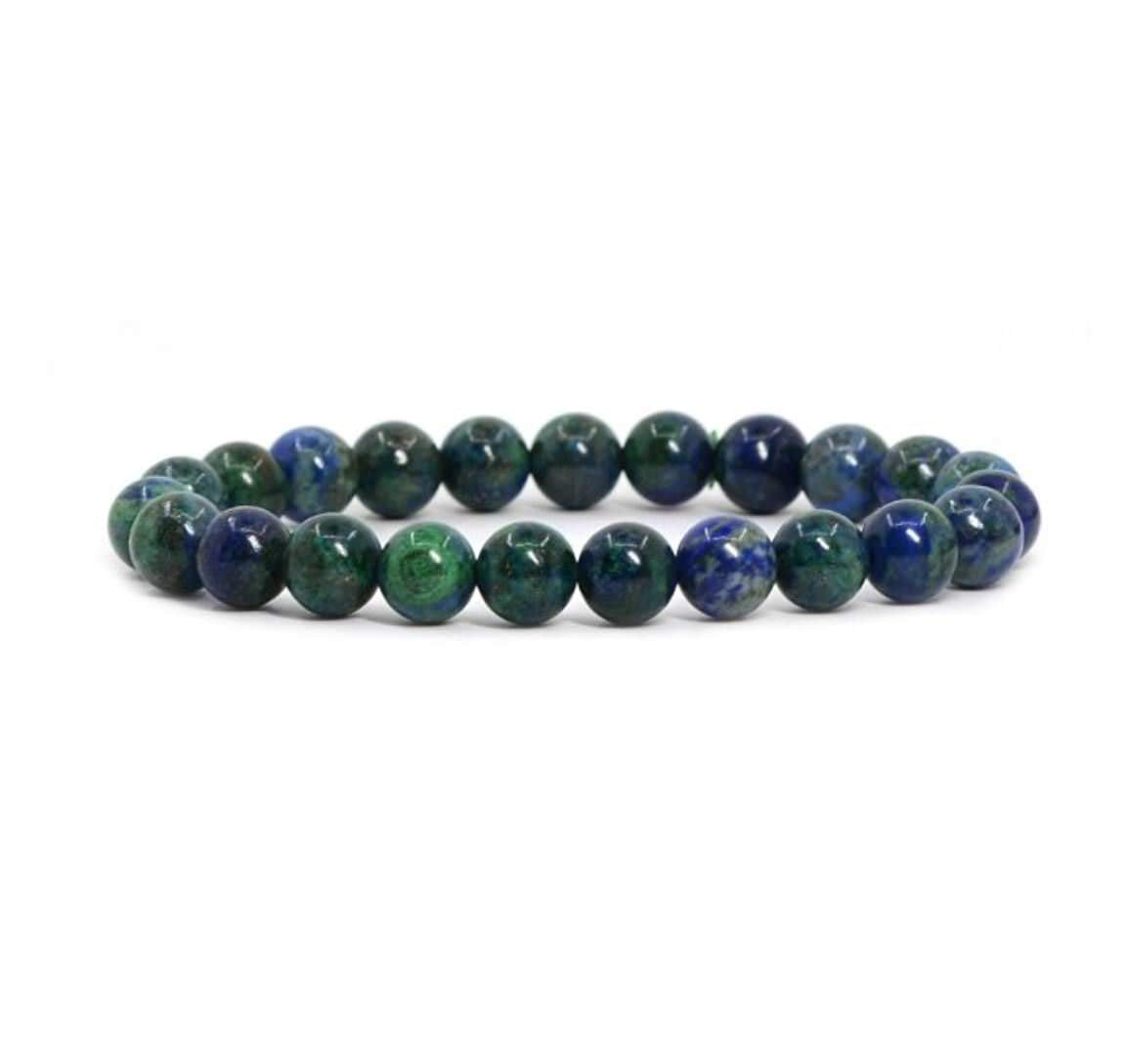 Adabele Real Natural Lapis Chrysocolla Bracelet 8 inch Stretch Gemstone Beaded Bracelet Chakra Healing Crystal Stone Jewelry Wom