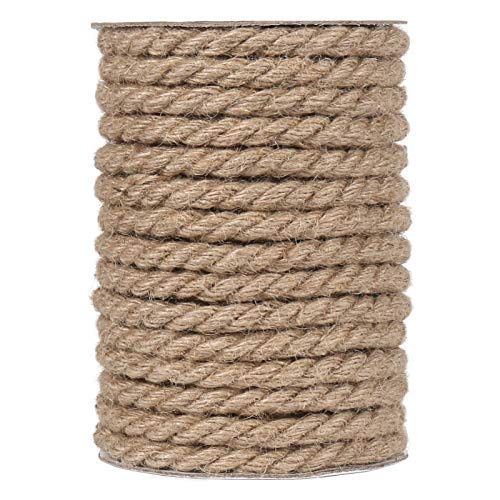Tenn Well 10mm Jute Rope, 50 Feet 3/8 inch Heavy Duty and Thick Twine Decorative Rope for Crafting, Cat Scratch Post, Gard...