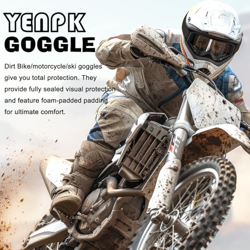 Motorcycle Goggles, Dirt Bike Goggles ATV Offroad Riding Motocross Protective UTV Helmet Glasses for Adults Youth Kids